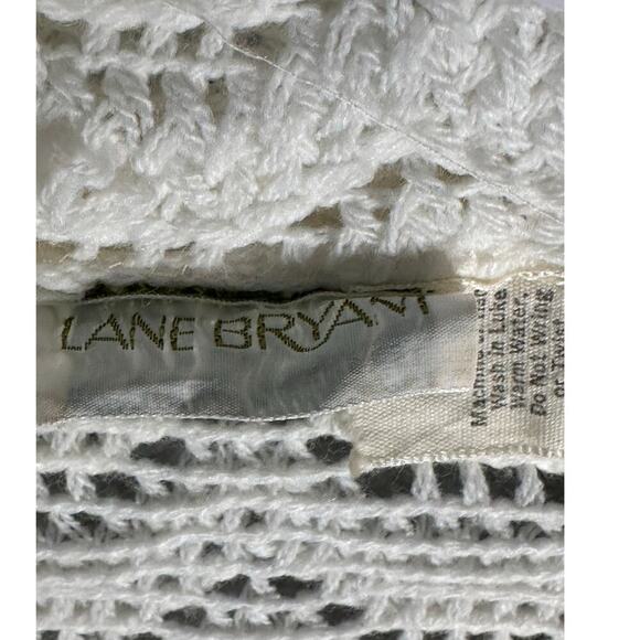 Lane Bryant One Size‎ Collared Crochet Knit Poncho Cape Cream Wrap Shawl Wool - Picture 3 of 9